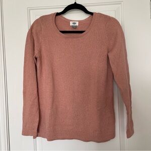 Old Navy Peach/Blush Knit Pullover Sweater with Gold Threads Throughout